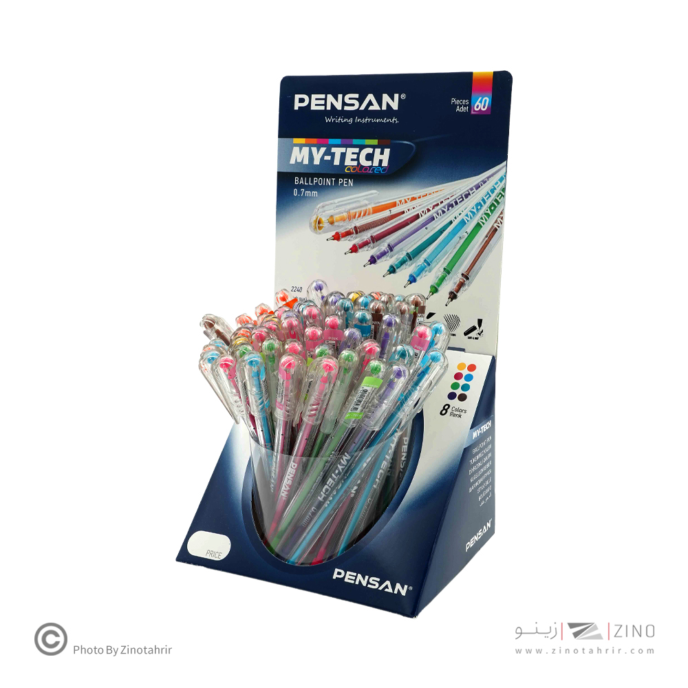  خودکار رنگی 0/7(8 رنگ فانتزی) مای تک پنسان لیوان 60 عددی کد2240/S60R-8