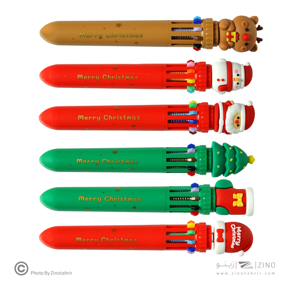 خودکارفانتزی فشاری 10رنگ(طرح کریسمس)کدKK-7128