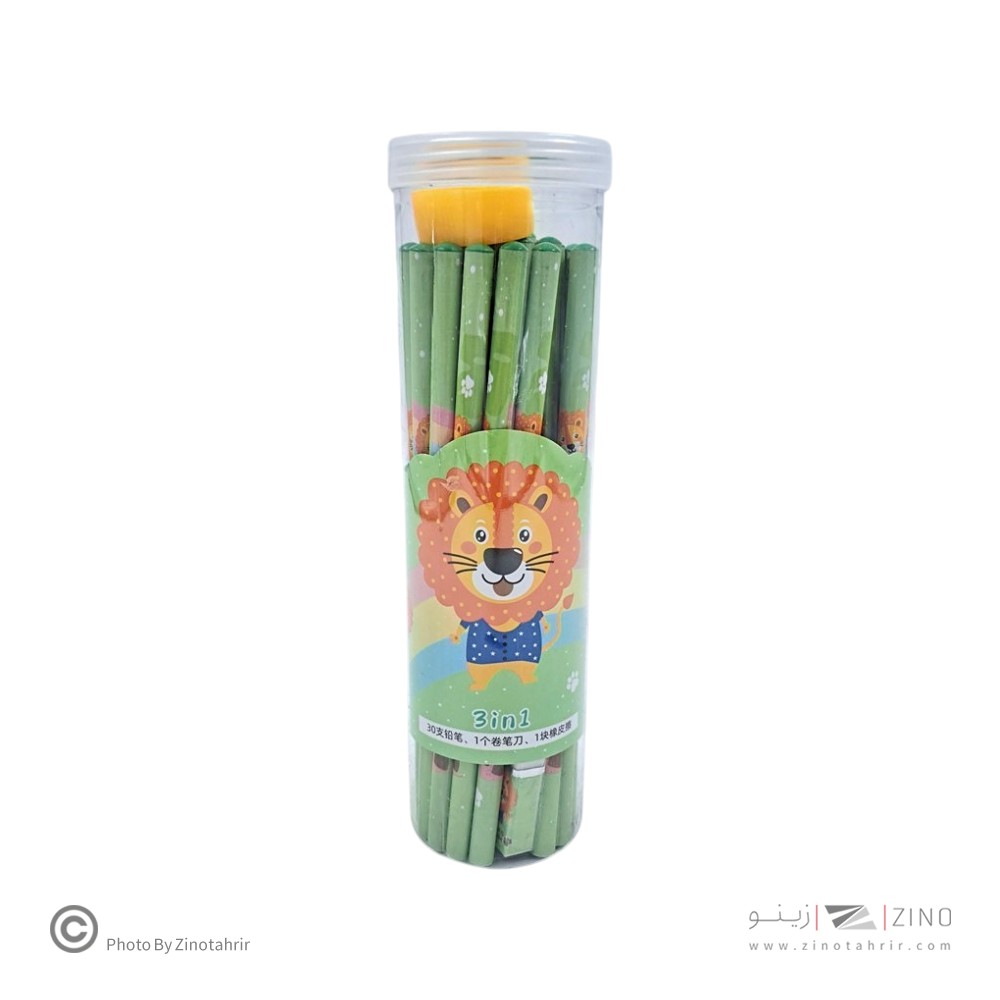 مداد مشکی فانتزی(30عددی)  همراه با تراش و پاکن کدKM-9222