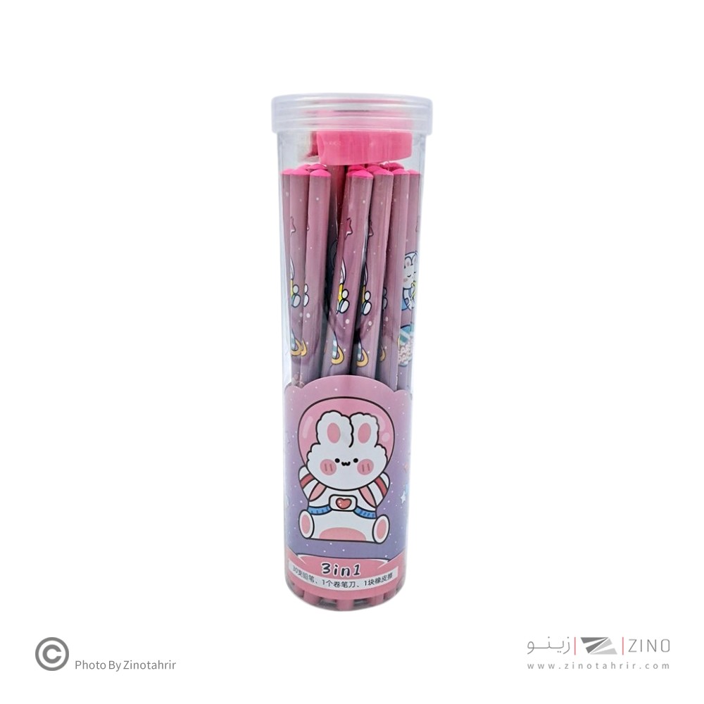 مداد مشکی فانتزی(30عددی)  همراه با تراش و پاکن کدKM-9222