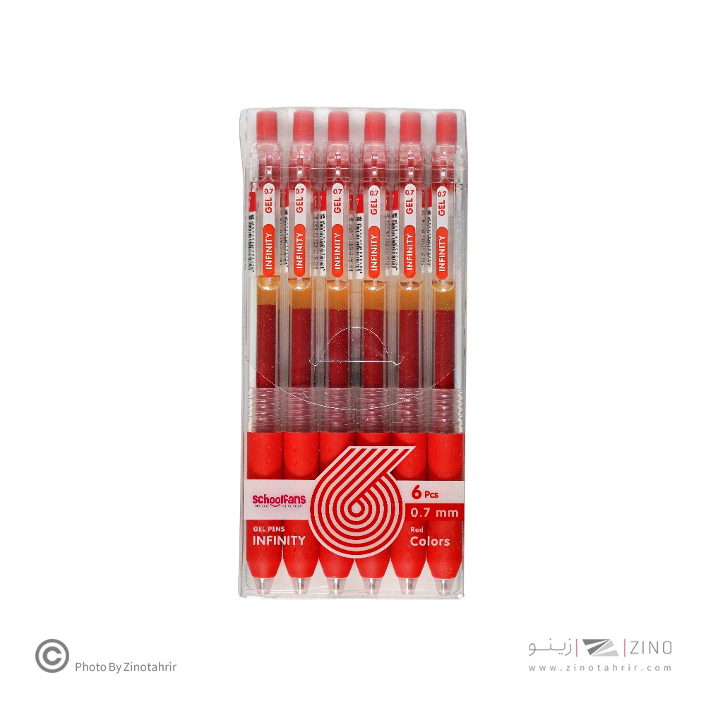 روان نویس فشاری گریپ دار0/7بسته6عددی قرمز اینفینیتی اسکول فنز