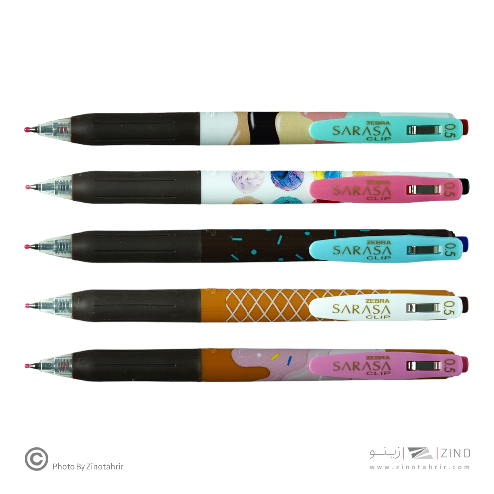 روان نویس فشاری ساراساکلیپ(رنگ جور) 0/5 طرح بستنی زبرا