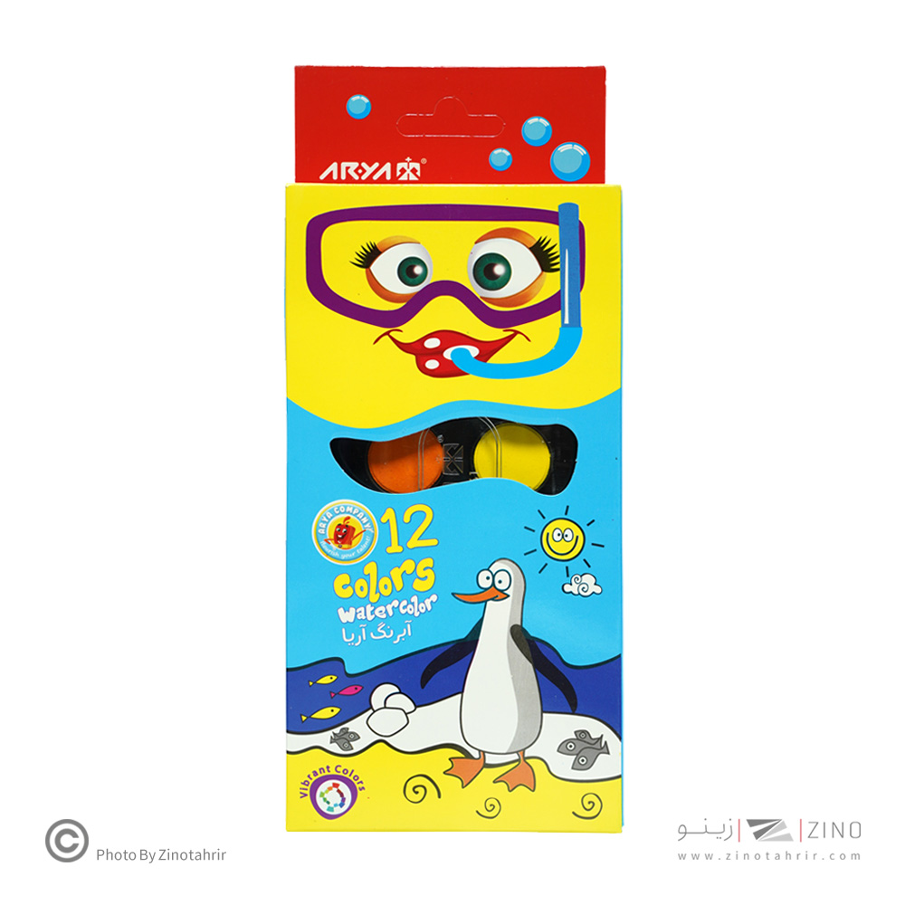 آبرنگ 12رنگ کمان کوچک 72عددی آریا کد 5008