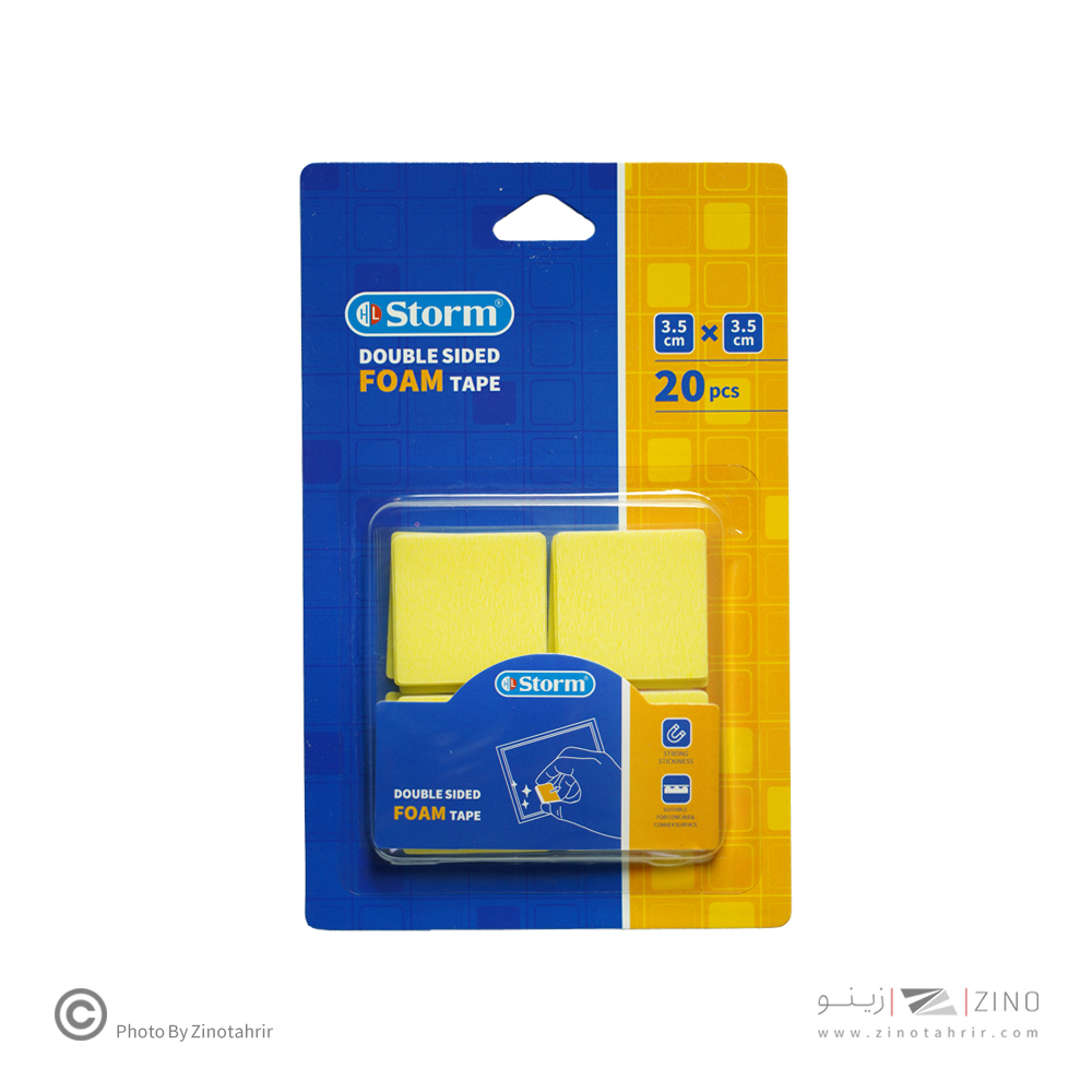 چسب دوطرفه1میل فوم مربع 3/5*3/5 سانت 20عددی استورم کدHL-102235