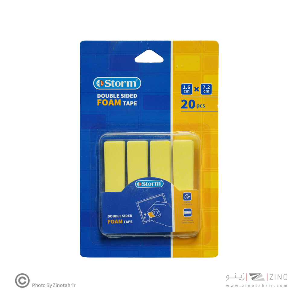 چسب دوطرفه 1میل فوم مستطیل1/6*7/2 سانت 20عددی استورم کدHL-102317