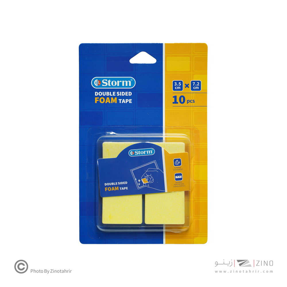 چسب دوطرفه1میل فوم مستطیل3/5*7/2 سانت 10عددی استورم کدHL-102315