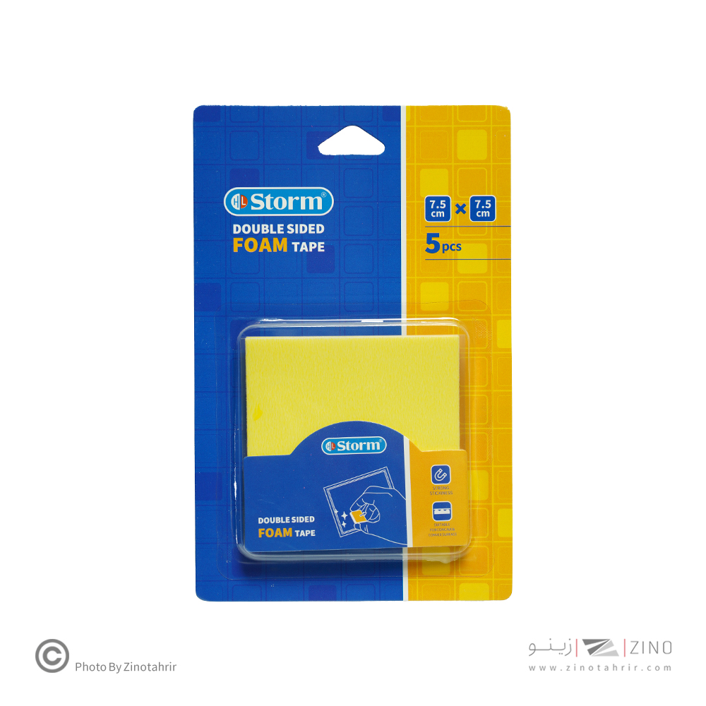 چسب دوطرفه 1میل فوم مربع 7/5*7/5 سانت 5عددی استورم کدHL-102275