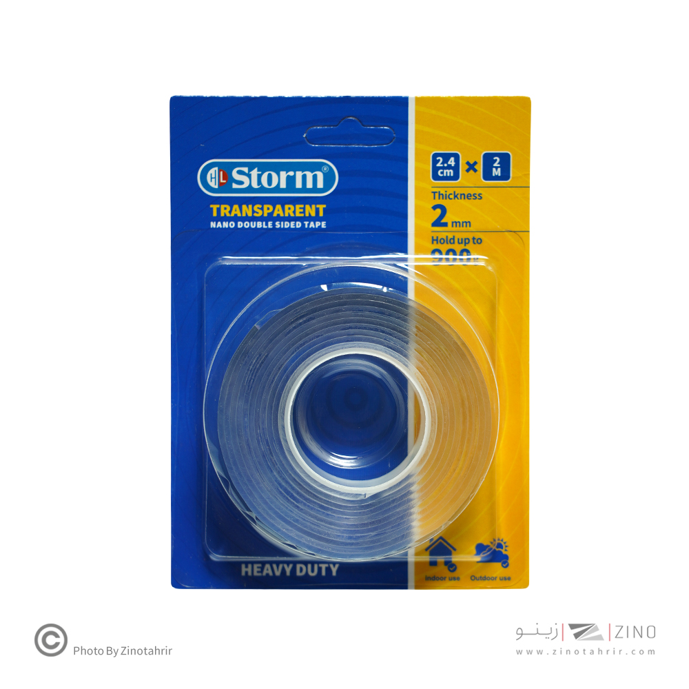 چسب دوطرفه 2میل شفاف 2/4 سانت نانو 2متری استورم کدHL-102438