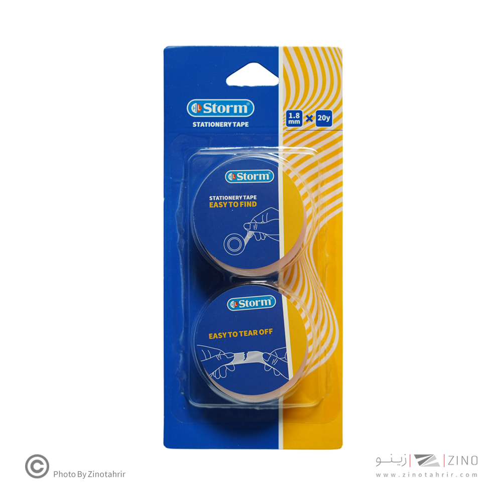 چسب نواری فانتزی رنگی 1/8سانت 20یارد بسته2عددی استورم کدHL-102537