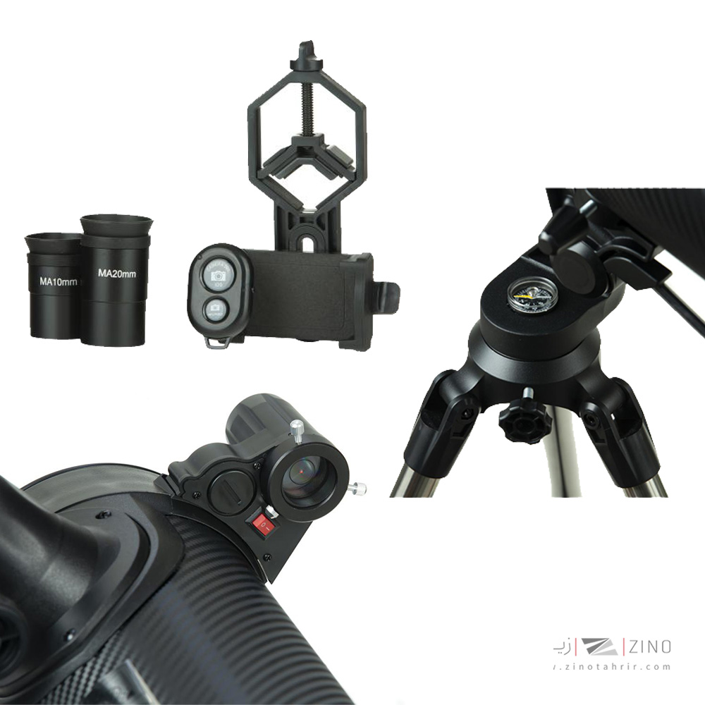 تلسکوپ بازتابی دارای هلدر عکاسی موبایل و ریموت بلوتوثی زیتازی کدGALAXY500114AZ