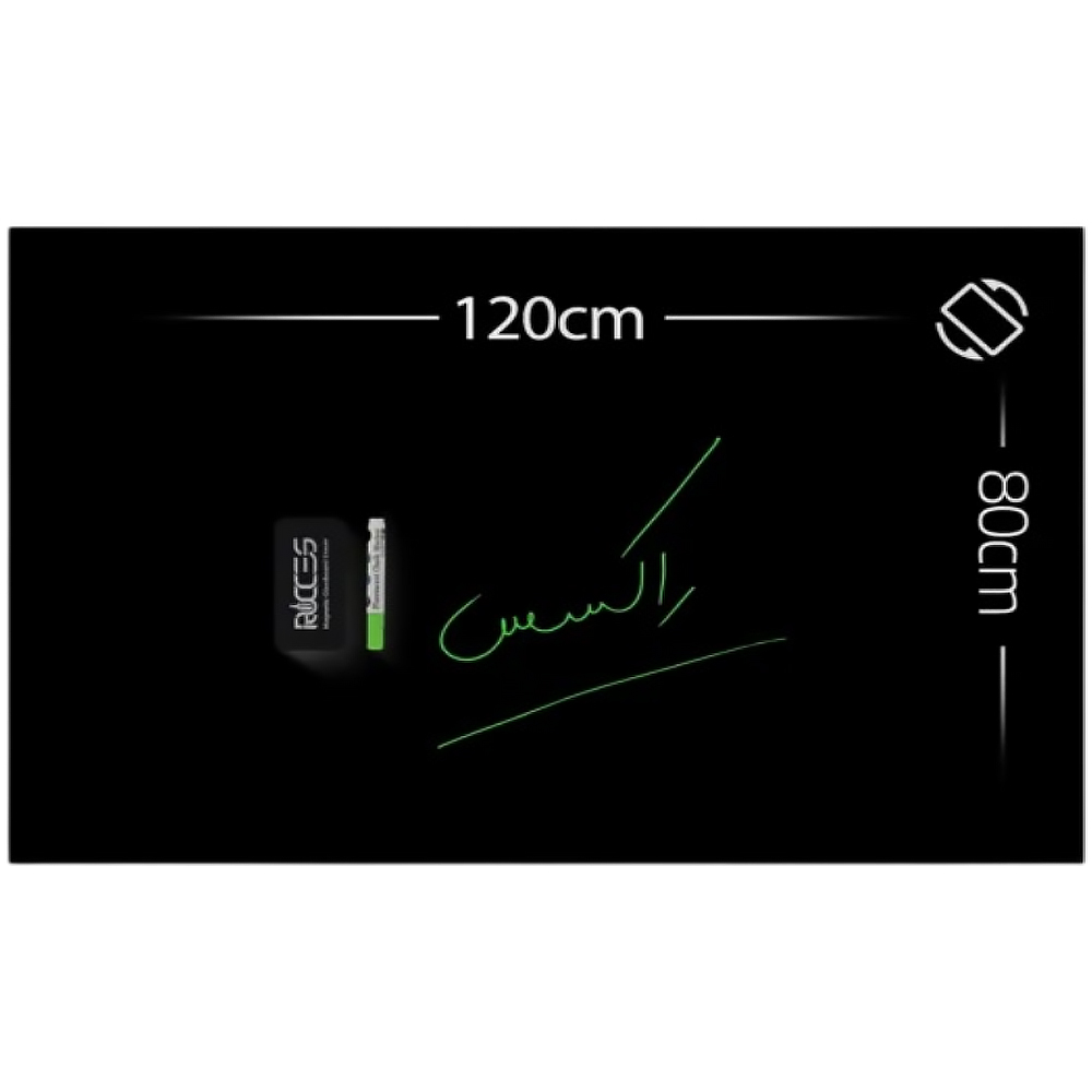 گلس برد  ( وایت شیشه ای ) مغناطیسی 120*80 راکسس مشکی کد105