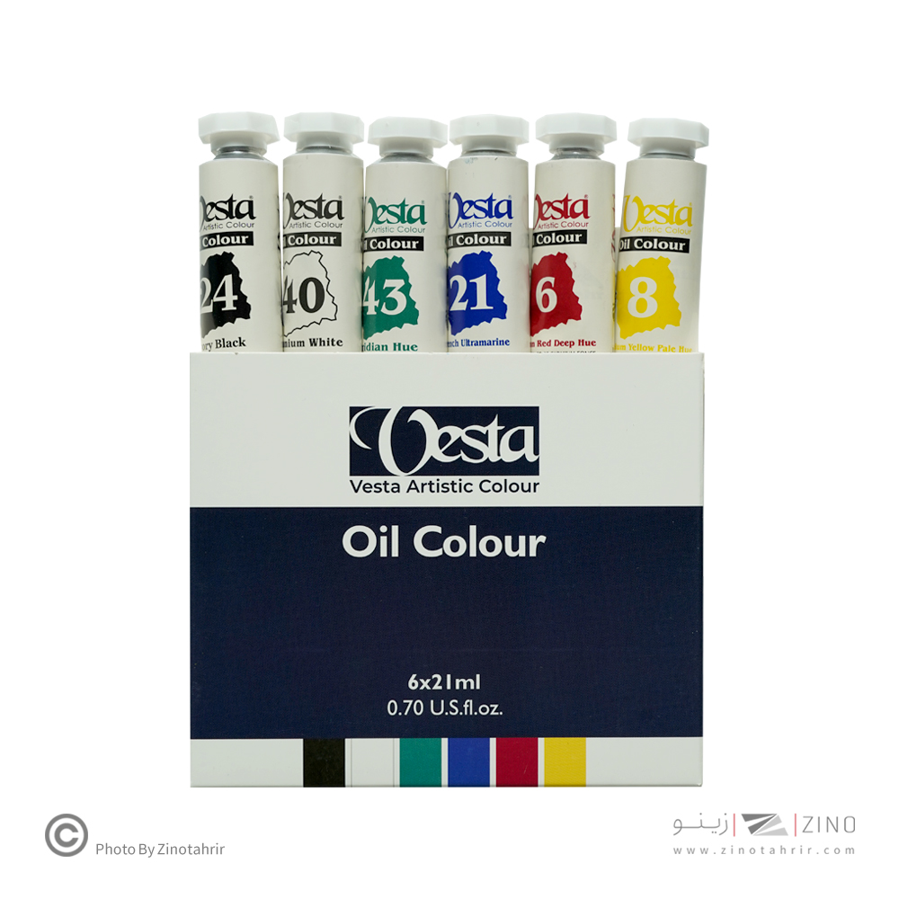 رنگ روغن21میل بسته6رنگ وستا