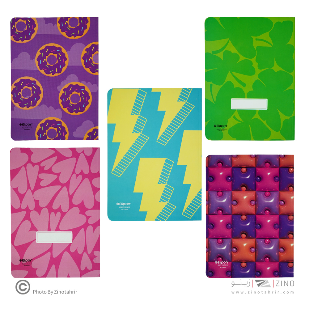 دفتر60برگ وزیری شومیزکلاسیک الیپون کد215کارتن 80عددی