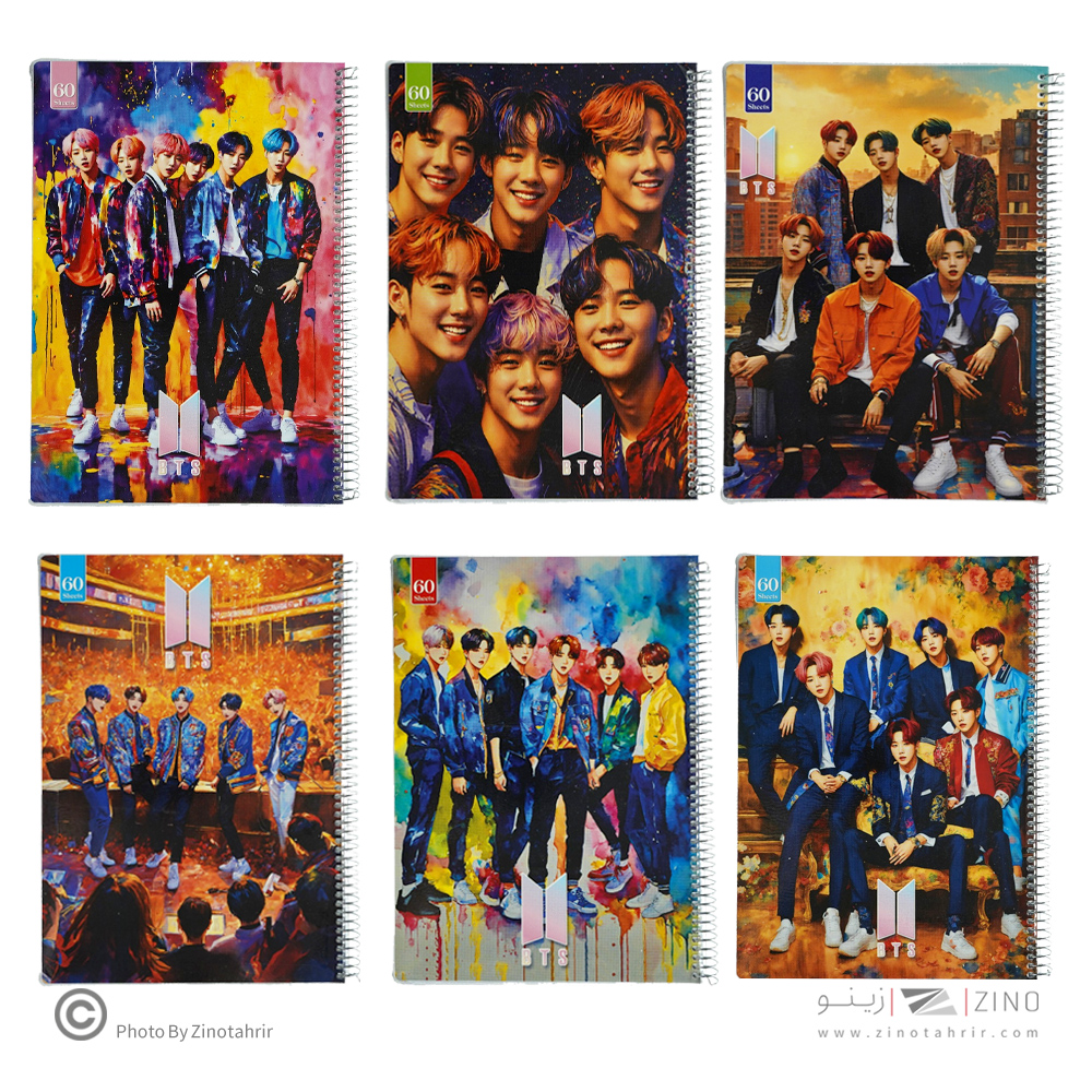 دفتر60برگ سیمی مجلدکلاسیک BTعرش کد196