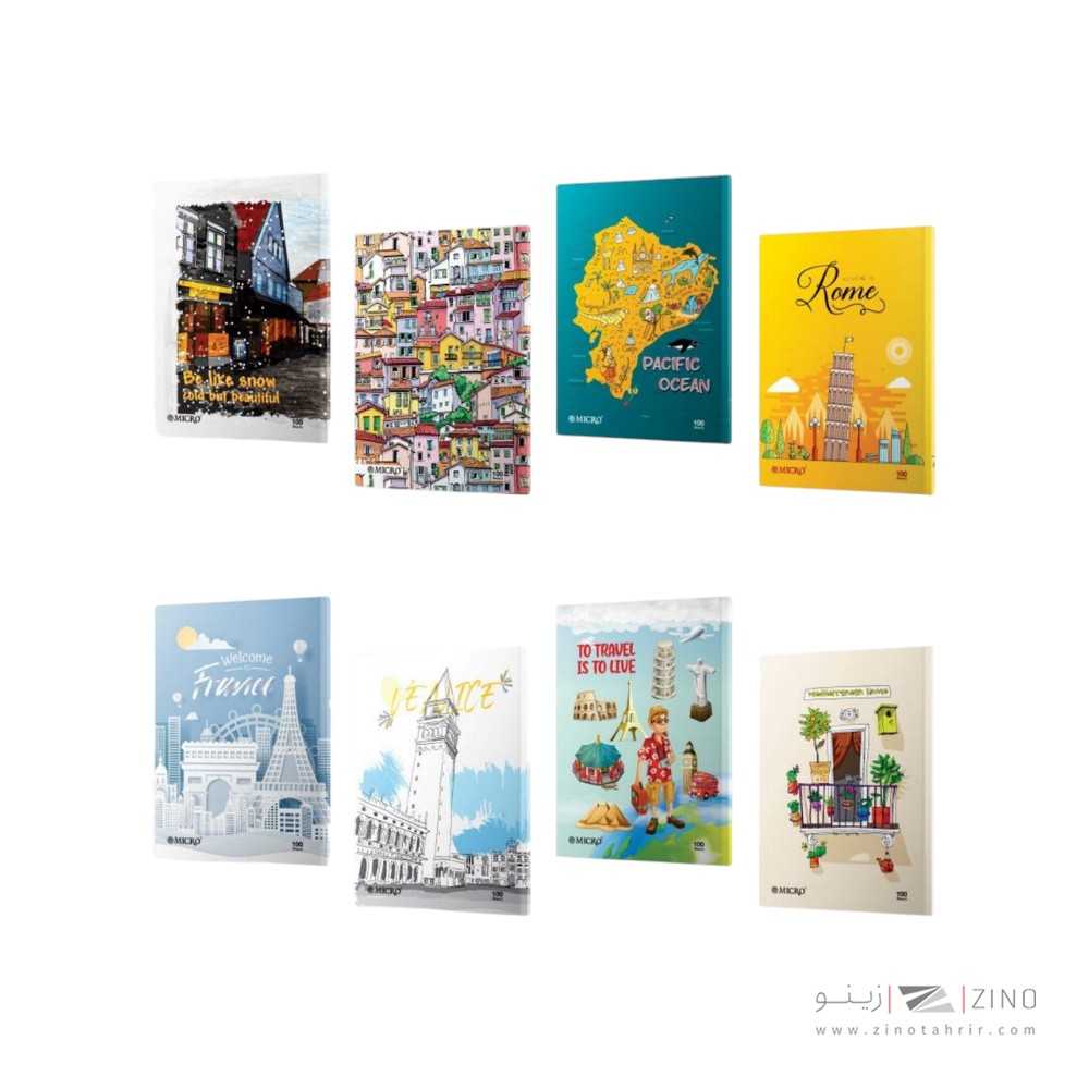 دفتر100برگ وزیری ته چسب طرح مناظر میکرو کدD20