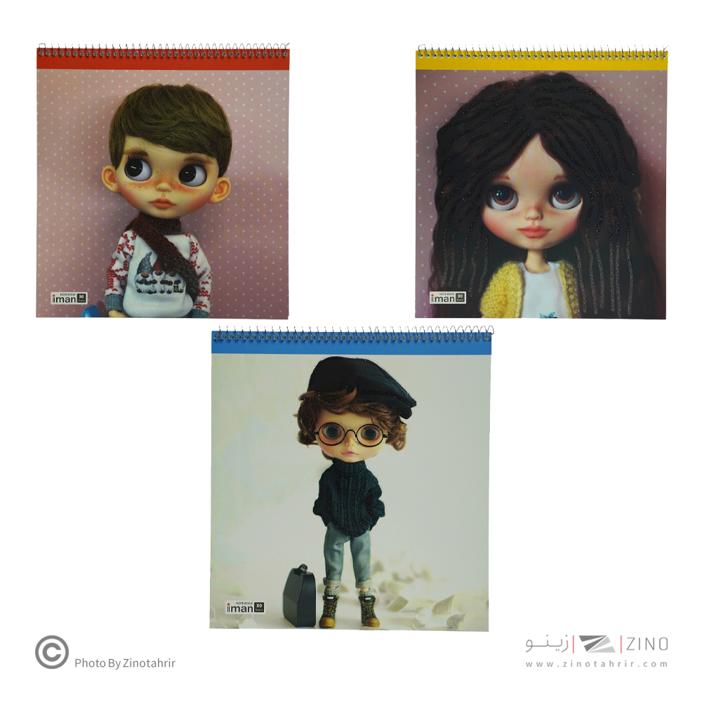 دفتر30برگ نقاشی کد9016 سیم ازبالاطرح عروسکی ایمان