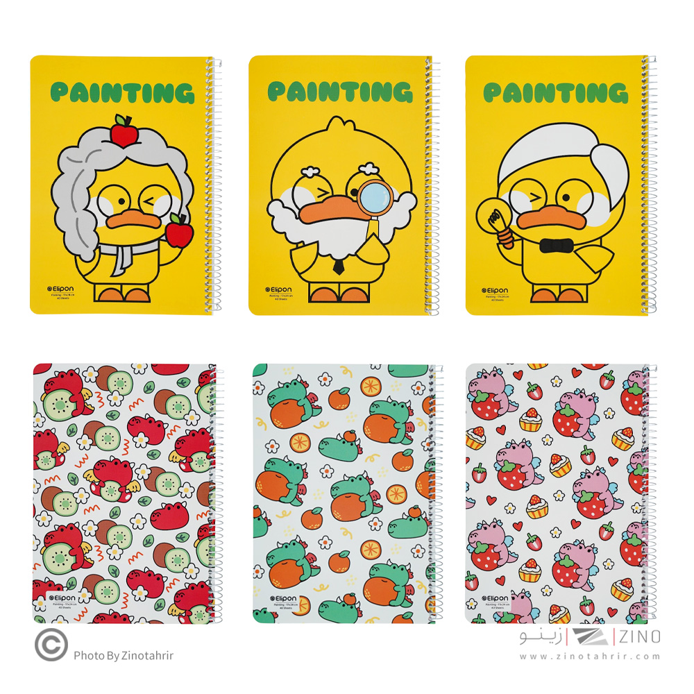 دفتر40برگ نقاشی سیمی وزیری فانتزی الیپون کد289کارتن96عددی