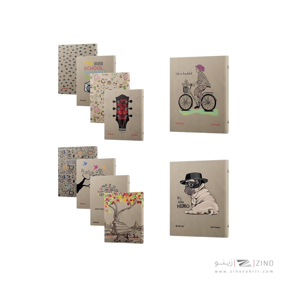 دفترکلاسوری 26حلقه 100برگ قفل پلاستیک جلدکرافت میکرو کدF1