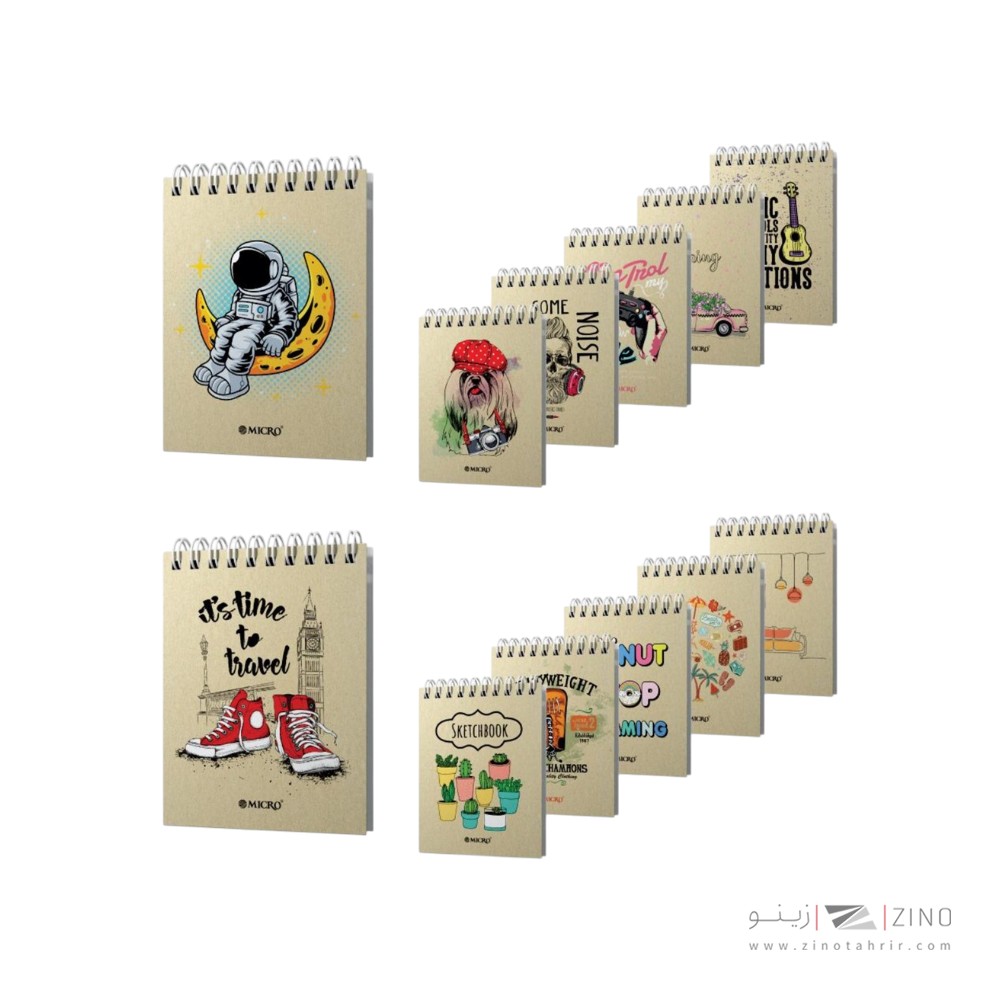 دفتریادداشت 60برگ سیم ازبالاکرافت 13*10میکرو کدF11