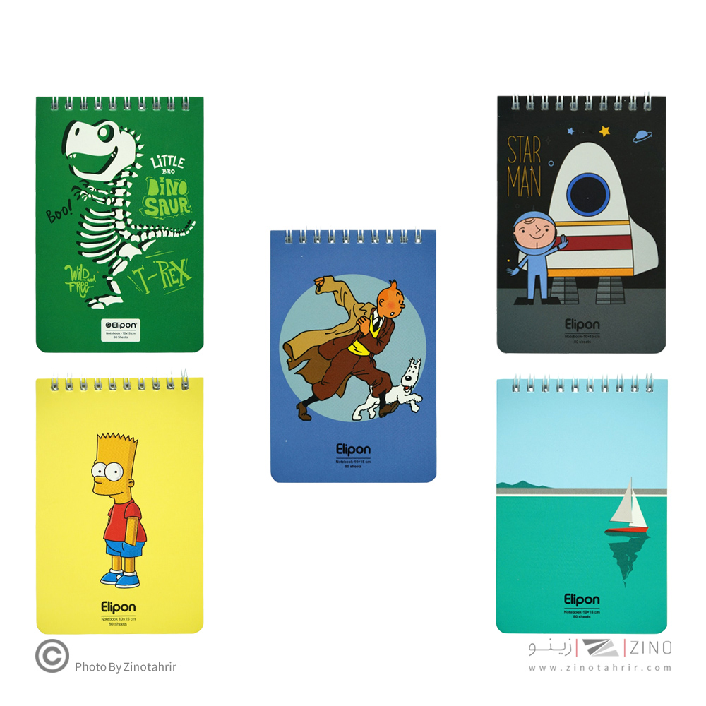 دفتریادداشت 80برگ 100*150سیمی جلدنرم فانتزی الیپون کد262کارتن132عددی