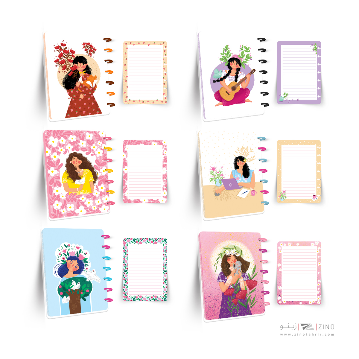 پلنر100برگ20*14جلدمجلد دکمه ای آبرنگ سری هپی