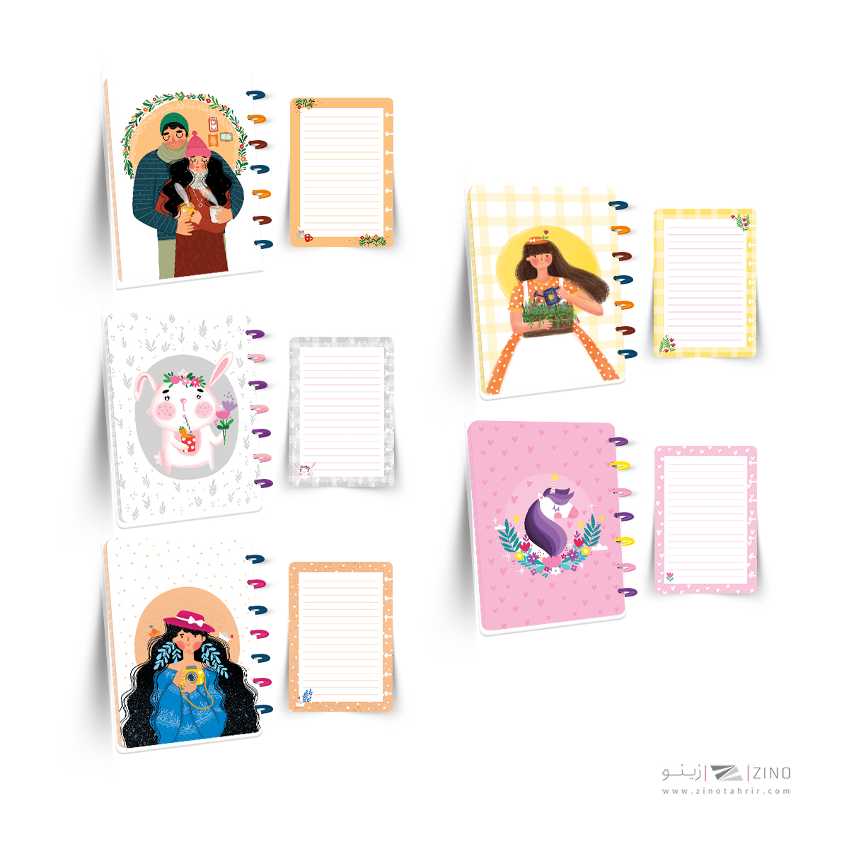 پلنر100برگ20*14جلدمجلد دکمه ای آبرنگ سری هپی