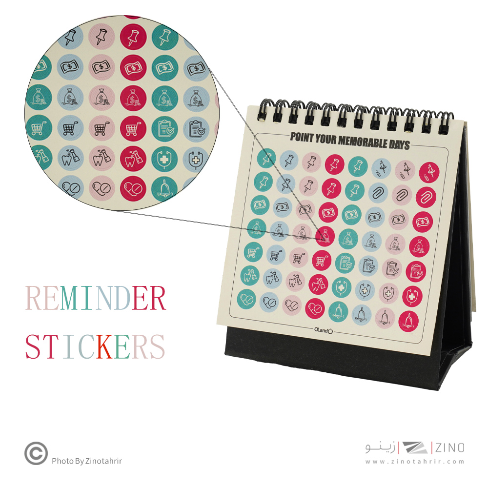 تقویم رومیزی11*11همراه با استیکریادآوری Lucky year الند1405