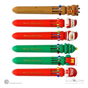 خودکارفانتزی فشاری 10رنگ(طرح کریسمس)کدKK-7128