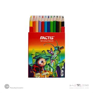 مدادرنگی12رنگ (شش گوش) جعبه مقوایی کوتاه فکتیس