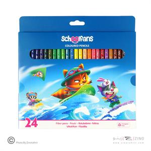 مدادرنگی24رنگ جعبه مقوایی سه گوش اسکول فنز کد92449