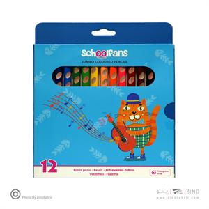 مدادرنگی12رنگ جعبه مقوایی سه گوش جامبو اسکول فنز کد92445