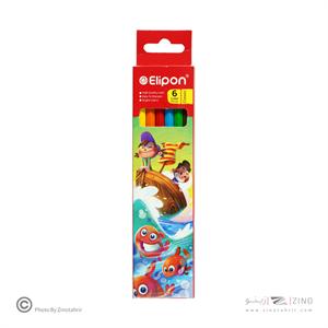 مداد رنگی 6رنگ جعبه مقوایی الیپون