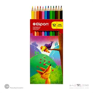 مداد رنگی 12رنگ جعبه مقوایی الیپون