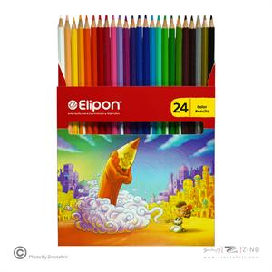 مداد رنگی 24رنگ جعبه مقوایی الیپون