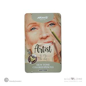 مداد رنگی12رنگ جعبه فلزی حرفه ای /آرتیست(رنگ پوست روشن ) آریا کد  3908   