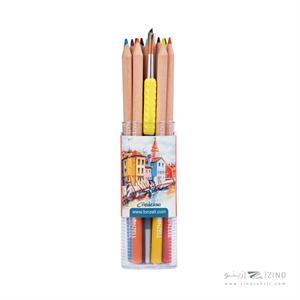 مدادرنگی24رنگ آبرنگی همراه با قلمو قوطی سه گوش طلقی فونزل کد685043/463043