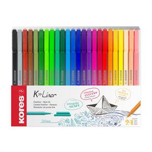 روان نویس نوک نمدی 24رنگ بدنه سه گوش کورس کد28124