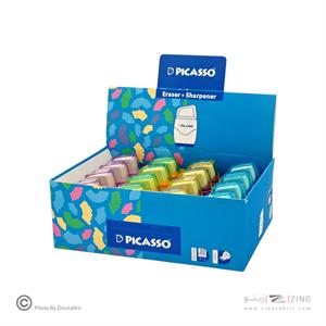 تراش پاکن دوسوراخ مخزن دار دورنگ پیکاسو کدSH-120