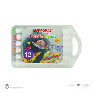 ماژیک12رنگ اکریلیک(متالیک سه گوش جعبه طلقی) ماپرومکس کدMA815