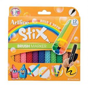 ماژیک نقاشی 12رنگ استیکس قلم مو براش آرتلاین کدETX-F/12WK