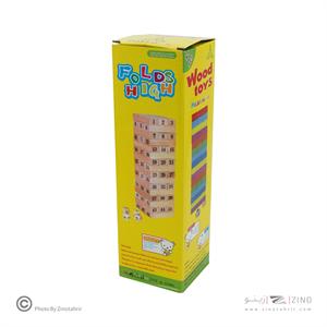 برج هیجان جنگا(چوب رنگی) همراه با اچار54تکه جعبه آبی