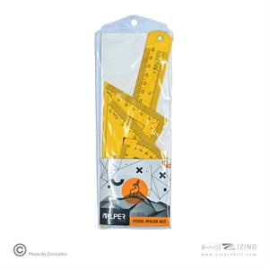 ست گونیا نقاله خط کش فلزی 4تکه آلپر