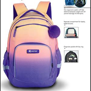 کوله پشتی طرحURBAN با پشتی طبی شوتای یاسی آبرنگی کدG13-V01