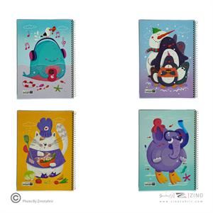 دفتر60برگ ایمان کد0105 جلدطلقی حاشیه دارanimals happy