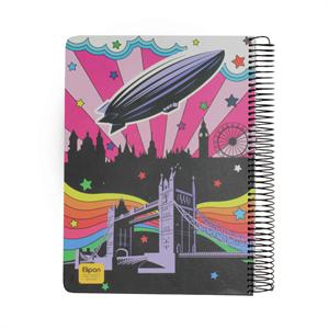 دفتر200برگ رحلی سیمی/ فنرفلز/ فانتزی جلدسخت الیپون کد863کارتن12عددی