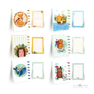 دفتر100برگ20*14جلدطلق پرسی دکمه ای آبرنگ سری تصویرسازی هپی کدA005