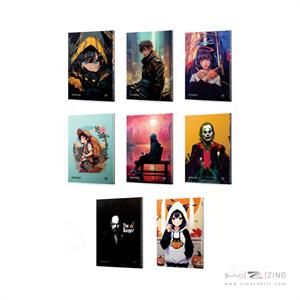 دفتر50برگ وزیری سیمی طلقی گلاسه انیمه میکرو کدC16