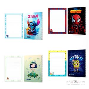 دفتر80برگ وزیری سیمی مجلد حاشیه دار میکرو طرح کارتونی کدC57