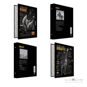 دفترکلاسوری26حلقه 100برگ قفل فلز جلدسخت پیل سری آفریقا