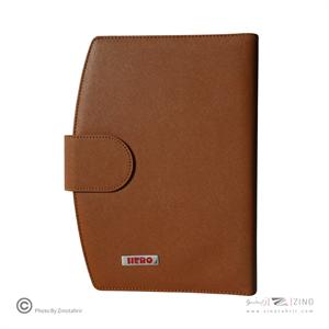 دفتر کلاسور26حلقه100برگ قفل فلز(مگنتی) هیرو چرم حلالی کدFB59